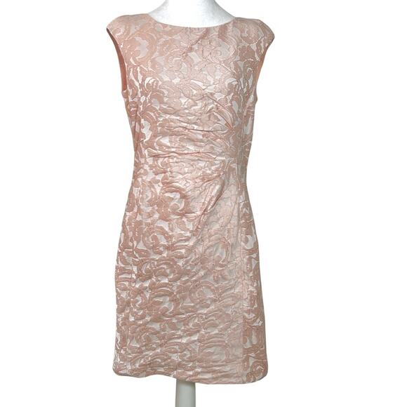 Ralph Lauren Y2K Soft Pink Floral Ruched Elegant Timeless Sheath Dress Size 10 - Picture 2 of 10